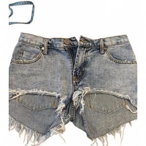 One Teaspoon Frayed Denim Shorts Size 25